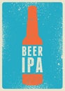 Beer Ipa typographical vintage style grunge poster design. Retro illustration.